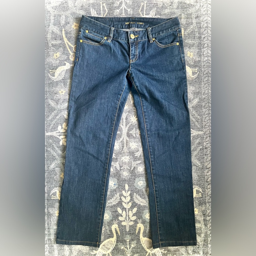 Michael Kors mid/dark wash Blue Straight Leg Jeans Timeless Design